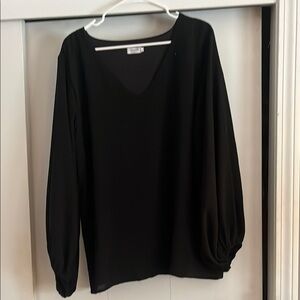 Catherine Malandrino Black Long Sleeve Relaxed Blouse